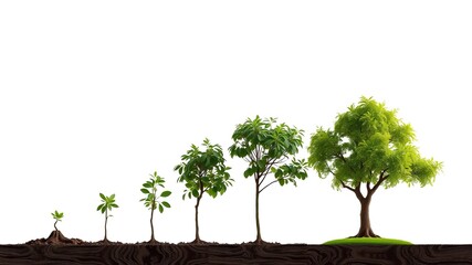 Obraz premium Linden Tree Growth Cycle - Stages of Life, Nature Photography, White Background