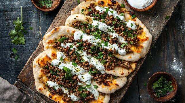 Lamb and Yogurt Naan Flatbreads with Cilantro - Powered by Adobe