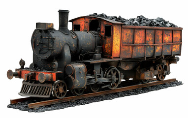 Fototapeta premium Rusty coal train model on tracks