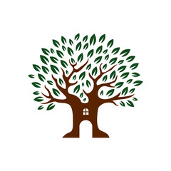 simple modern Treehouse logo design graphic vector illustration