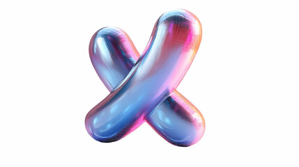 Iridescent X, 3D render, white background, logo design