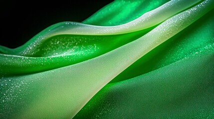 Abstract Green Fabric Texture  Shimmering Gradient  Draped Cloth  Shiny Surface