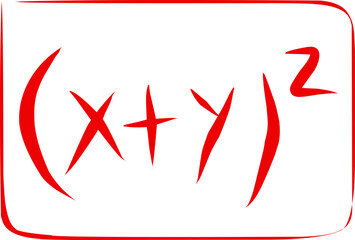 math symbols x plus y all squared in doodle style