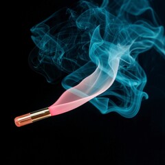 Abstract Pink   Blue Smoke with Cosmetic Tube