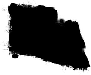 black ink brush painting banner label artistic grunge style abstract background