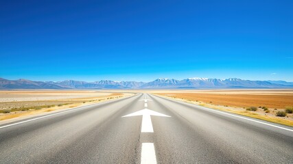 Naklejka premium Winding Road to the Mountains - Painted Arrow, Scenic Highway