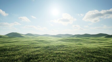 Obraz premium Serene Green Hills Under a Sunny Sky