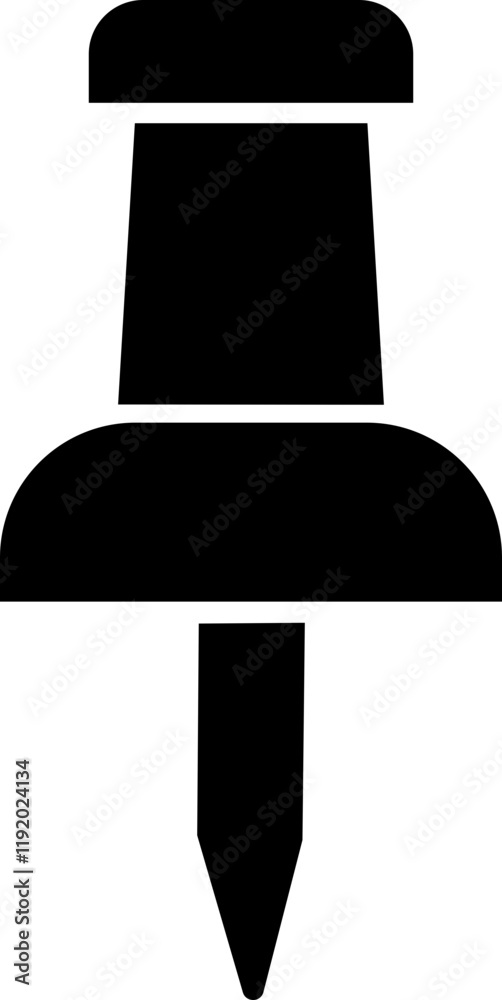 Poster push pin icon in flat style. thumbtack for note attach. paperclip symbol illustration. a needle for 