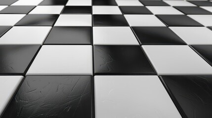 Naklejka premium A close-up view of a black and white checkerboard pattern on a flat surface.