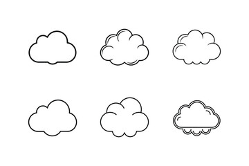 cloud icons set, cloud line art vector illustration