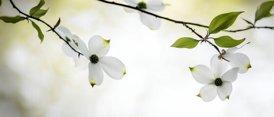 Delicate Dogwood Blossoms  Spring Flowers  White Petals  Nature Photography