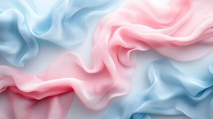 Obraz premium Pastel pink and blue silk fabric texture, flowing waves, elegant design, background for fashion or beauty