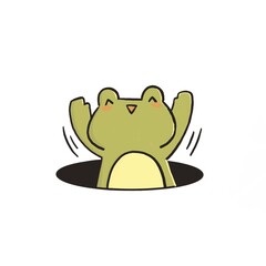  Cute Frog Popping Out of a Hole Illustration