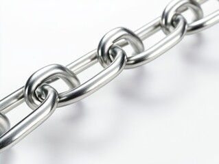 Obraz premium Close up of chain link fence isolated on white background - ai