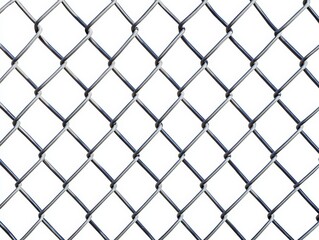 Fototapeta premium Close up of chain link fence isolated on white background - ai