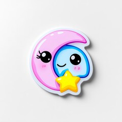 Cute cartoon moon, star, and jellyfish illustration.