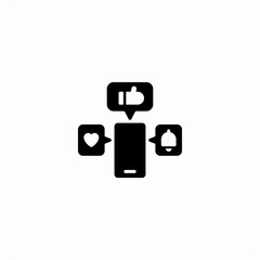Minimalist Icon Illustrating Smartphone Notifications and Social Media Interactions

