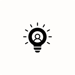 Creative Idea Icon Featuring a Person Within a Bright Lightbulb

