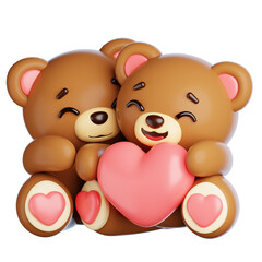 Valentine Bear Hugging 3D Icon