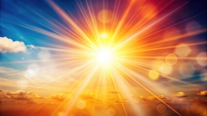 Obraz premium Intense summer sun with vibrant light, lens flare and warm colors, glare, daylight