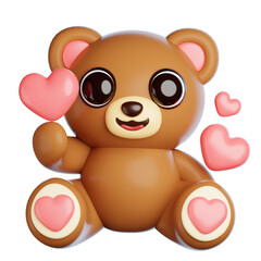 Valentine Bear with Heart 3D Icon