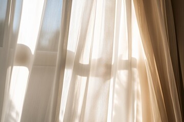 Sheer Curtains Illuminated By Morning Sunlight