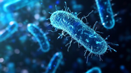 Fototapeta premium Blue bacteria background