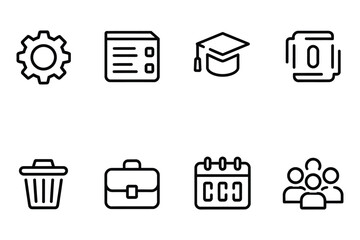 Minimalist Black Line Icon Set for UI/UX Design | Essential Functionality Vector Bundle