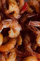 grilled fried shrimp with sauce.