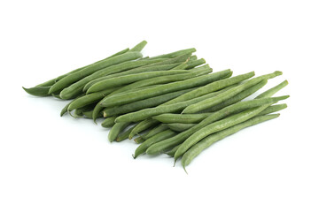 Fototapeta premium Fresh green beans isolated on white background forming a healthy pile