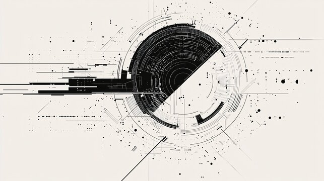 This futuristic arc overlay features a modern design of intersecting lines and geometric shapes, highlighting innovation and advancement in digital art.
