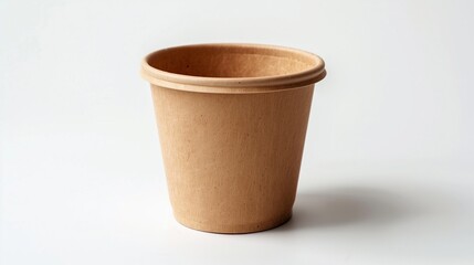 A disposable food container made from biodegradable sugarcane fiber, displayed on white.