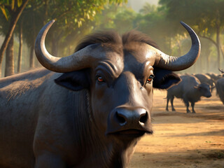 Naklejka premium Siamese buffalo