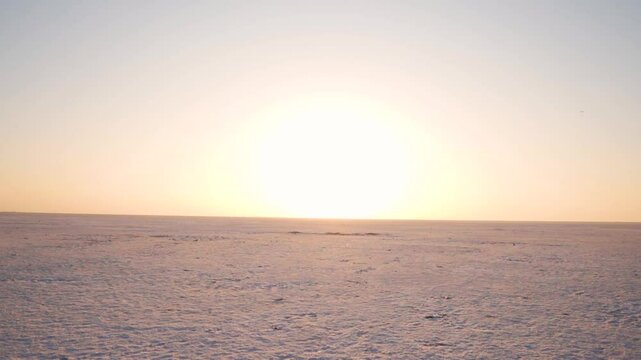 White rann of Kutch during sunset at Rann Utsav festival during winter season. Tourism and Holidays concept. Salt mars landscape of Kutch desert.