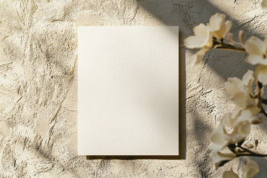 Elegant invitation card mockup featuring a customizable blank area, set against a textured background with soft lighting that enhances its design and charm.