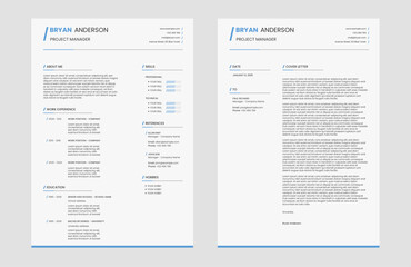 Professional clean resume template for job seeker with cover letter design