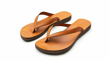 A stylish pair of chic sandals artfully displayed on a white background, emphasizing their distinctive design and high-quality craftsmanship.