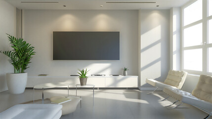 Modern minimalist waiting room with television, version 1