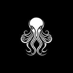 Modern Octopus Squid Tentacles Logo in simple minimalist line art monoline outline style, elegant geometric octopus logo Vector