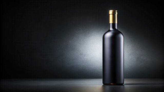 A sleek black bottle with a sophisticated label and elegant typography on a luxurious dark background, evoking feelings of premium quality and sophistication , dark, background
