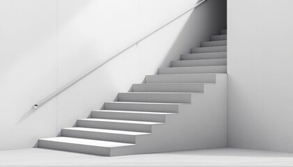Minimalist Staircase with Metal Railing in a Modern Building