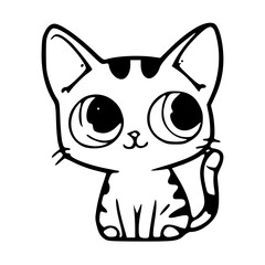 Obraz premium Black & white cat illustration