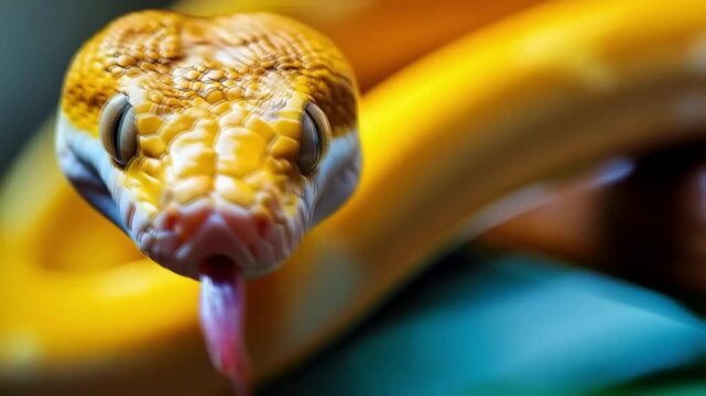 Scene of a dangerous yellow venomous snake, seamless looping motion for background video animation.
