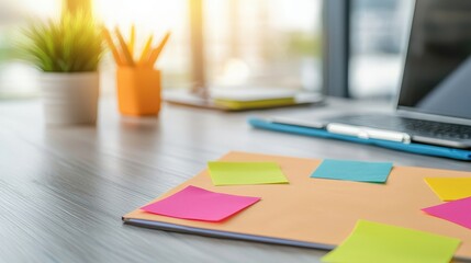 Collaborative Team Meeting for Patient-Centered Care with Colorful Notes in Modern Office Setting