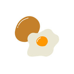 fried egg isolated on white background