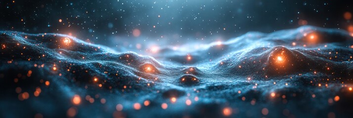 Celestial Landscape: A Digital Painting of a Glowing, otherworldly terrain