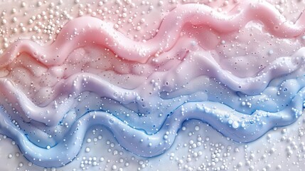 Obraz premium Abstract wavy patterns in pastel colors with bubbles, evoking a soothing, artistic feel.