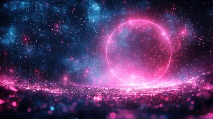 Obraz premium Cosmic scene with vibrant pink and blue hues.