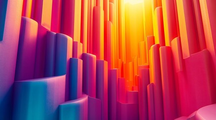 Obraz premium A 3D visualization of determination, with bold, ascending shapes and strong, contrasting colors, symbolizing progress and resilience.