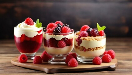 dessert with strawberries and cream